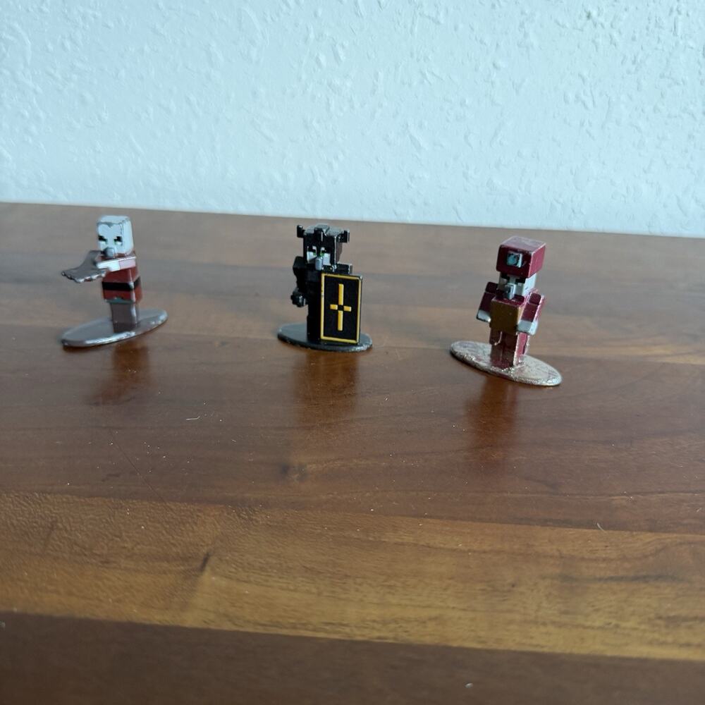 Lot of 3 Minecraft Nano Metal Figure Jada Toys Metal Die Cast Figures Diecast